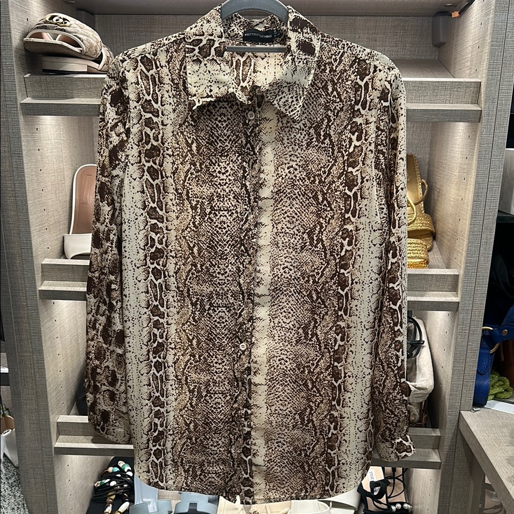 Woman's Brown Snake Print Shirt